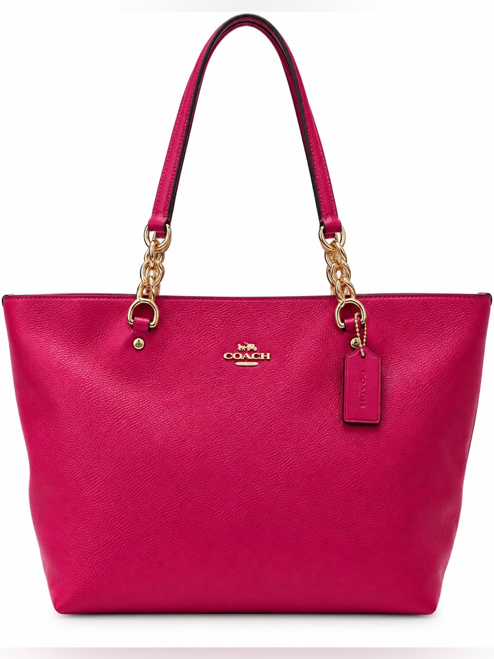 COACH Sophia Pink Pebble Leather Zip Up Tote Bag